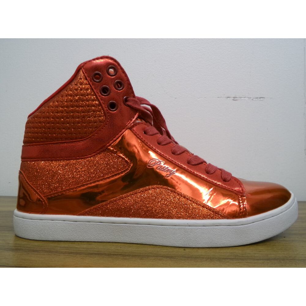 Dance Hip Hop Shoes Pastry Adult 9M High Tops Leather Red Matalic
